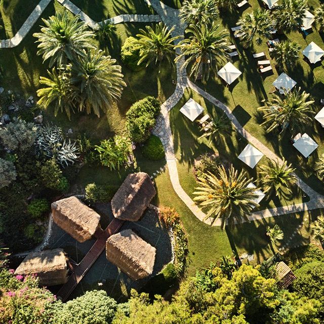Drone shot of caribic hotel resort